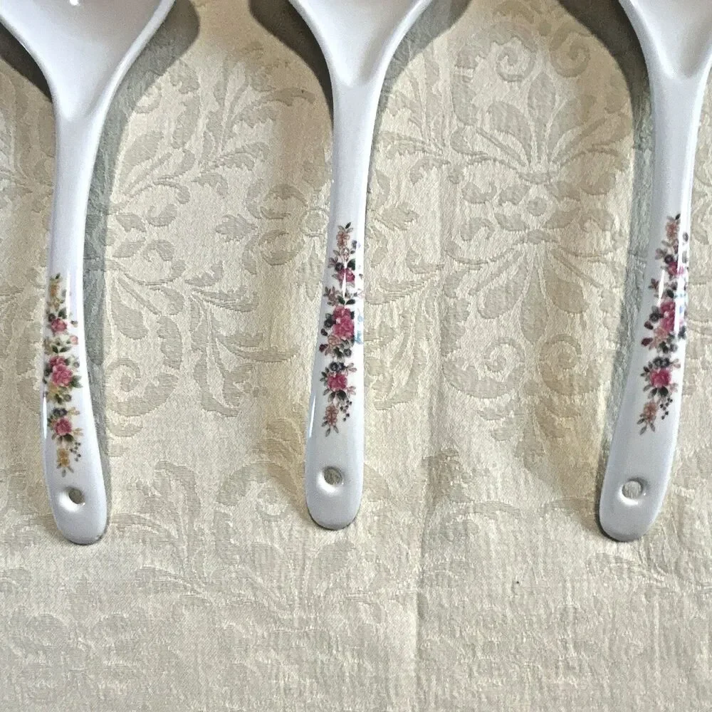 Vintage Tai-Hong Melamine Spoons Lot 5 Rose Floral 7005 Rice Scoop 7006A Ladles